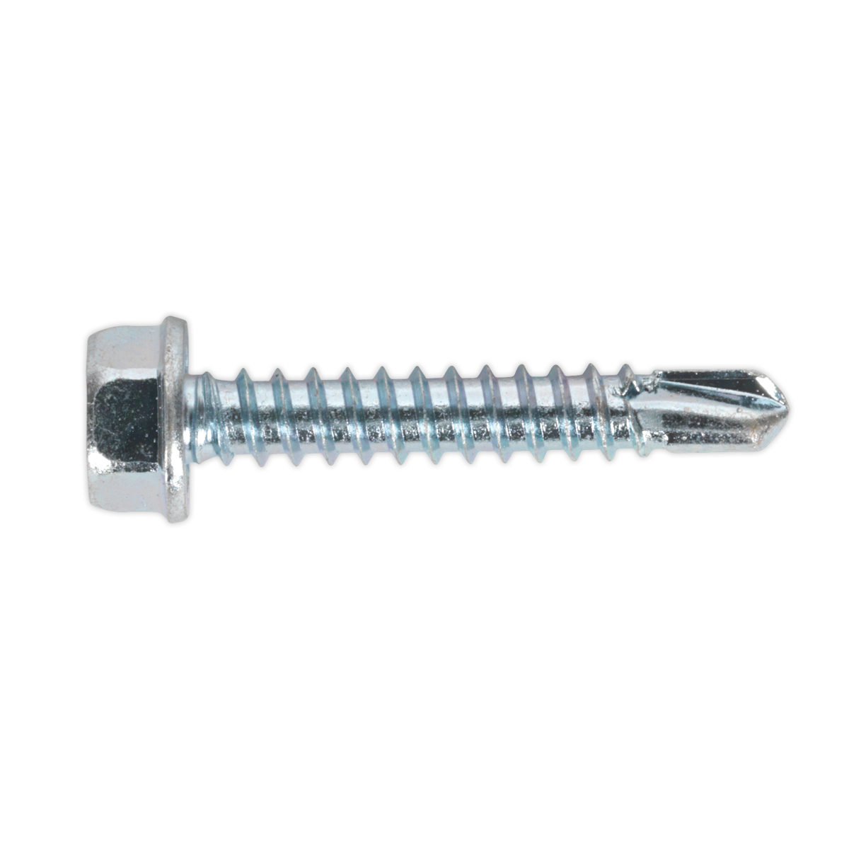 SEALEY - SDHX4225 Self Drilling Screw 4.2 x 25mm Hex Head Zinc Pack of 100