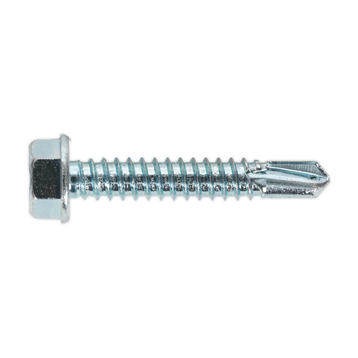 SEALEY - SDHX6338 Self Drilling Screw 6.3 x 38mm Hex Head Zinc Pack of 100