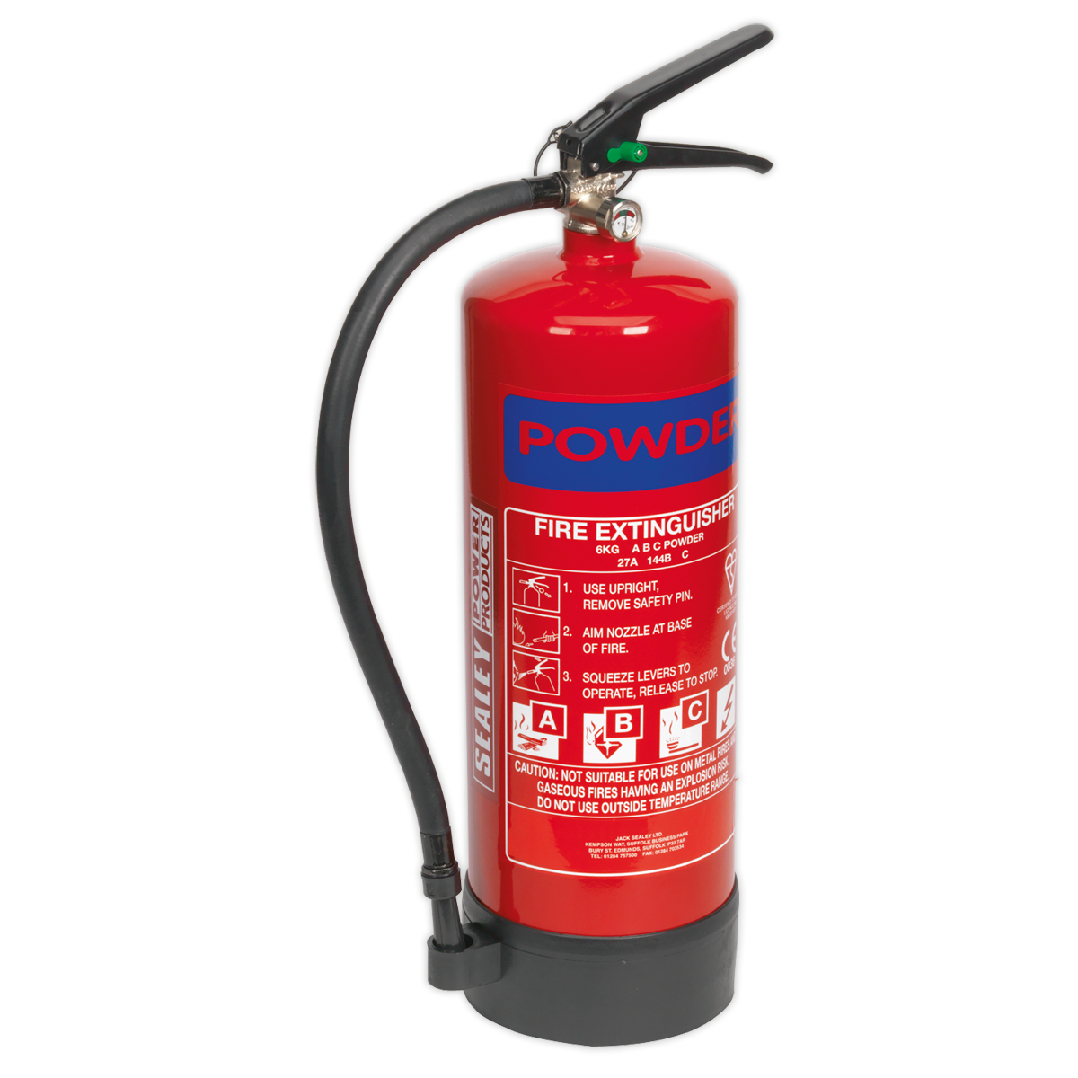 SEALEY - SDPE06 Fire Extinguisher 6kg Dry Powder