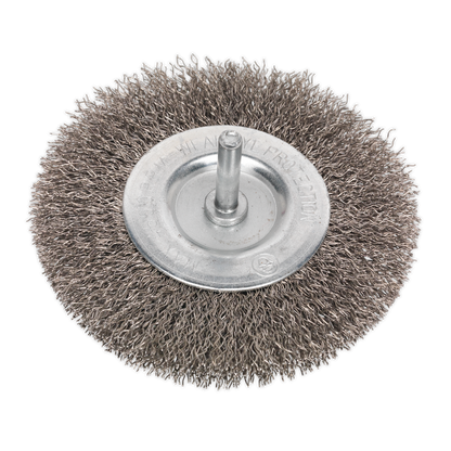 SEALEY - SFBS100 Flat Wire Brush Stainless Steel 100mm with 6mm Shaft