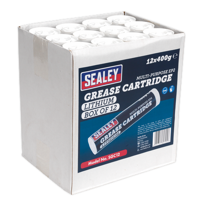 SEALEY - SGC12 Grease Cartridge EP2 Lithium 400g Pack of 12