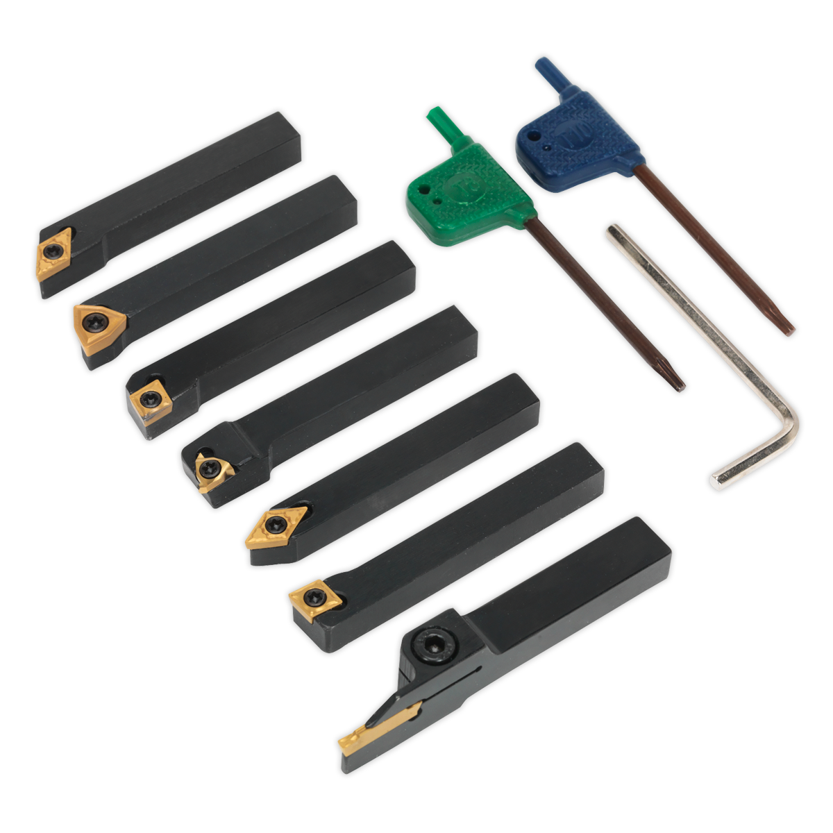 SEALEY - SM3025CS6 Indexable 10mm Lathe Turning Tool Set 7pc