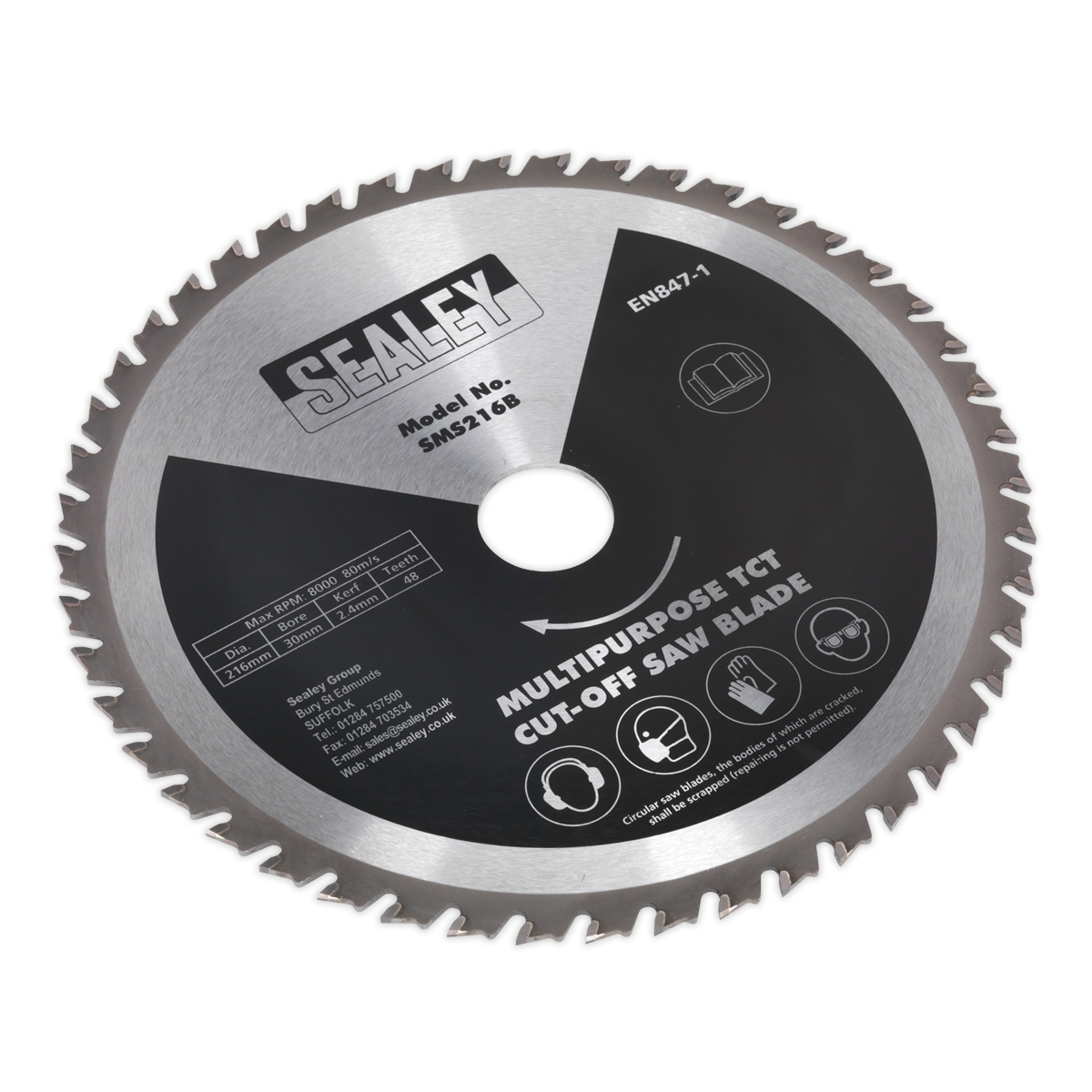 SEALEY - SMS216B Multipurpose Cut-Off Saw Blade Ø216 x 2.4mm/Ø30mm 48tpu