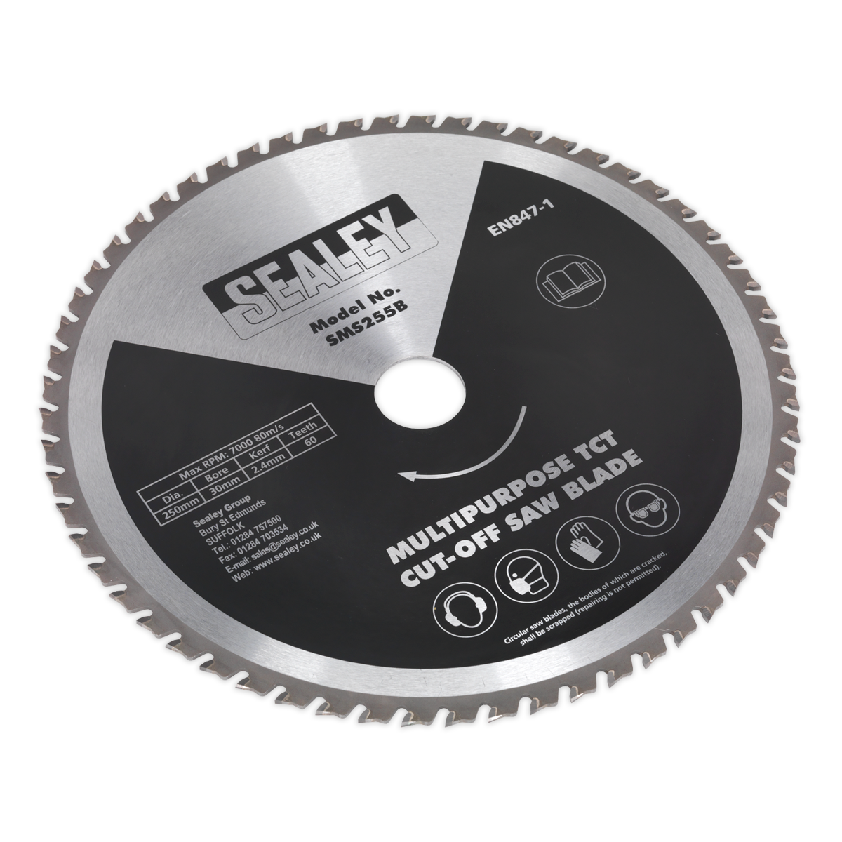 SEALEY - SMS255B Multipurpose Cut-Off Saw Blade Ø250 x 2.4mm/Ø30mm 60tpu