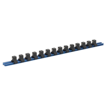 SEALEY - SR1214 Socket Retaining Rail with 14 Clips Aluminium 1/2"Sq Drive