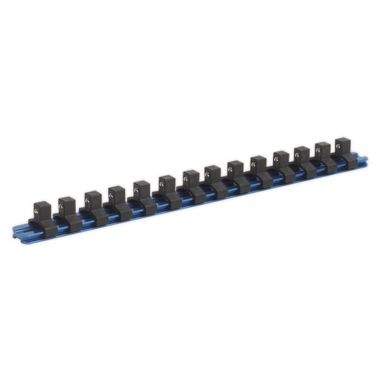 SEALEY - SR3814 Socket Retaining Rail with 14 Clips Aluminium 3/8"Sq Drive