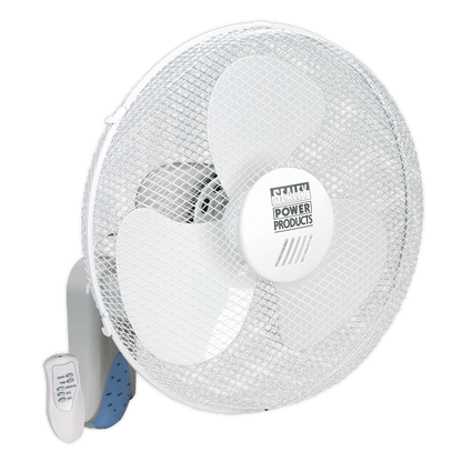 SEALEY - SWF16WR Wall Fan 3-Speed 16" with Remote Control 230V