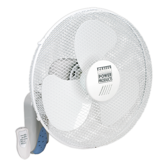 SEALEY - SWF16WR Wall Fan 3-Speed 16" with Remote Control 230V