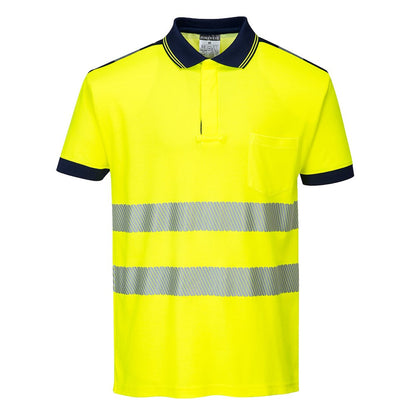 Portwest T180YNRM -  sz M PW3 Hi-Vis Polo Shirt S/S - Yellow/Navy