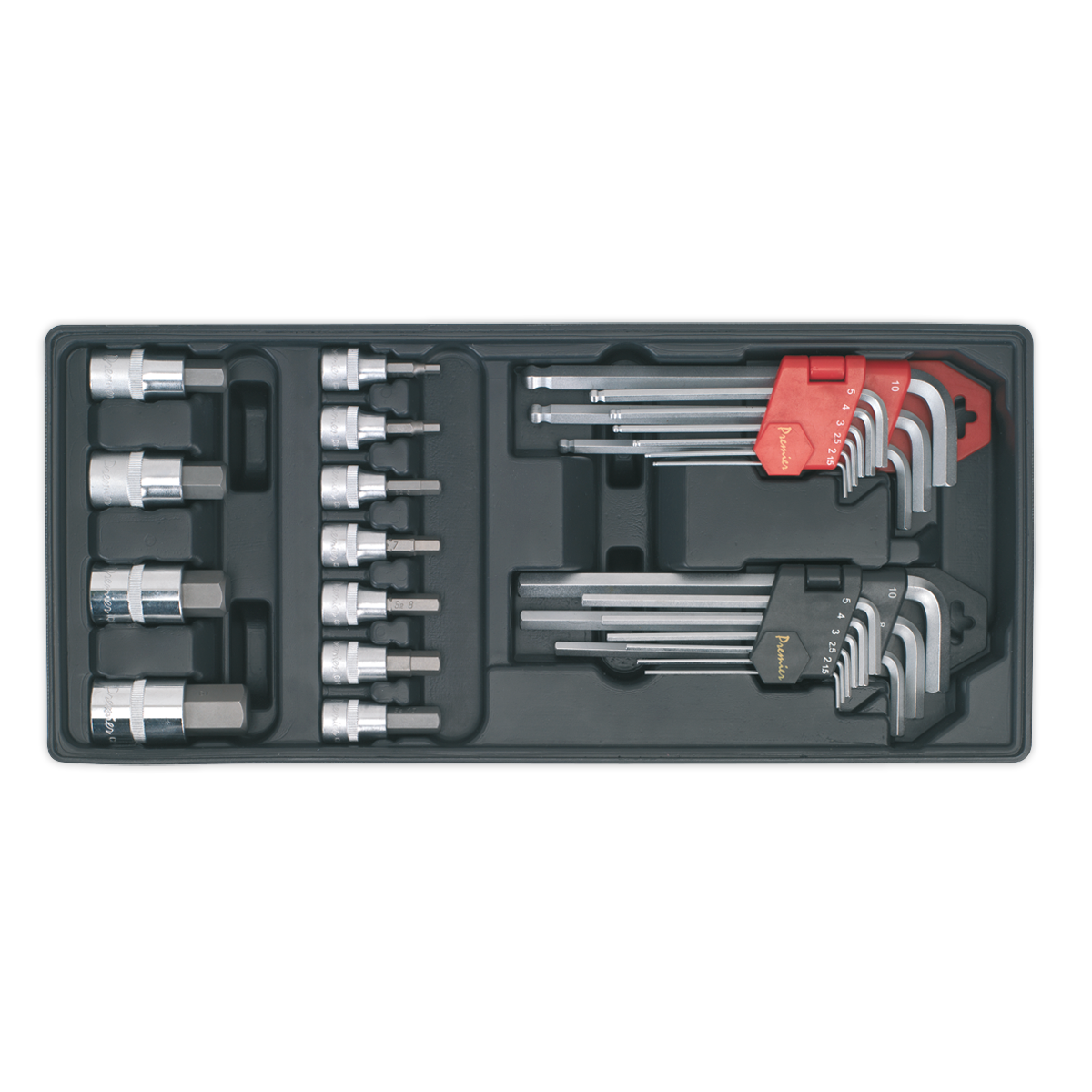 SEALEY - TBT07 Tool Tray with Hex/Ball-End Hex Keys & Socket Bit Set 29pc