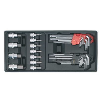 SEALEY - TBT07 Tool Tray with Hex/Ball-End Hex Keys & Socket Bit Set 29pc