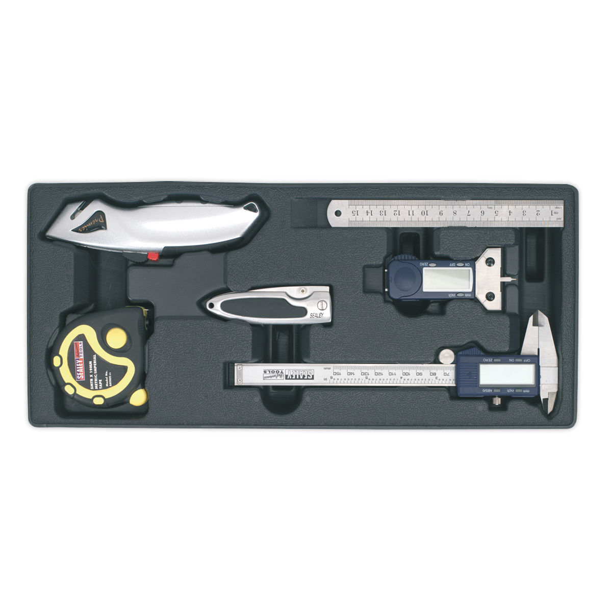 SEALEY - TBT12 Tool Tray with Measuring & Cutting Set 6pc