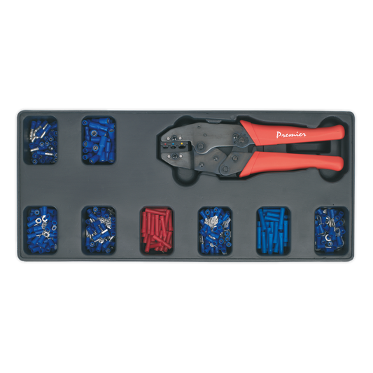 SEALEY - TBT16 Tool Tray with Ratchet Crimper & 325 Assorted Insulated Terminal Set