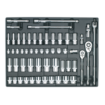 SEALEY - TBT31 Tool Tray with Socket Set 55pc 3/8" & 1/2"Sq Drive