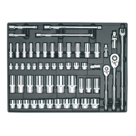 SEALEY - TBT31 Tool Tray with Socket Set 55pc 3/8" & 1/2"Sq Drive