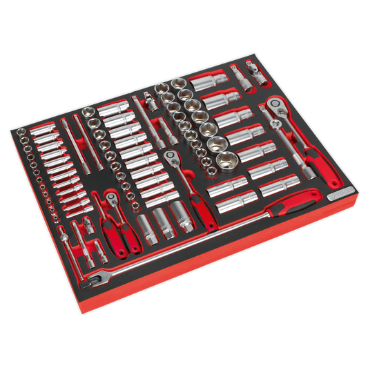 SEALEY - TBTP02 Tool Tray with Socket Set 91pc 1/4", 3/8" & 1/2"Sq Drive