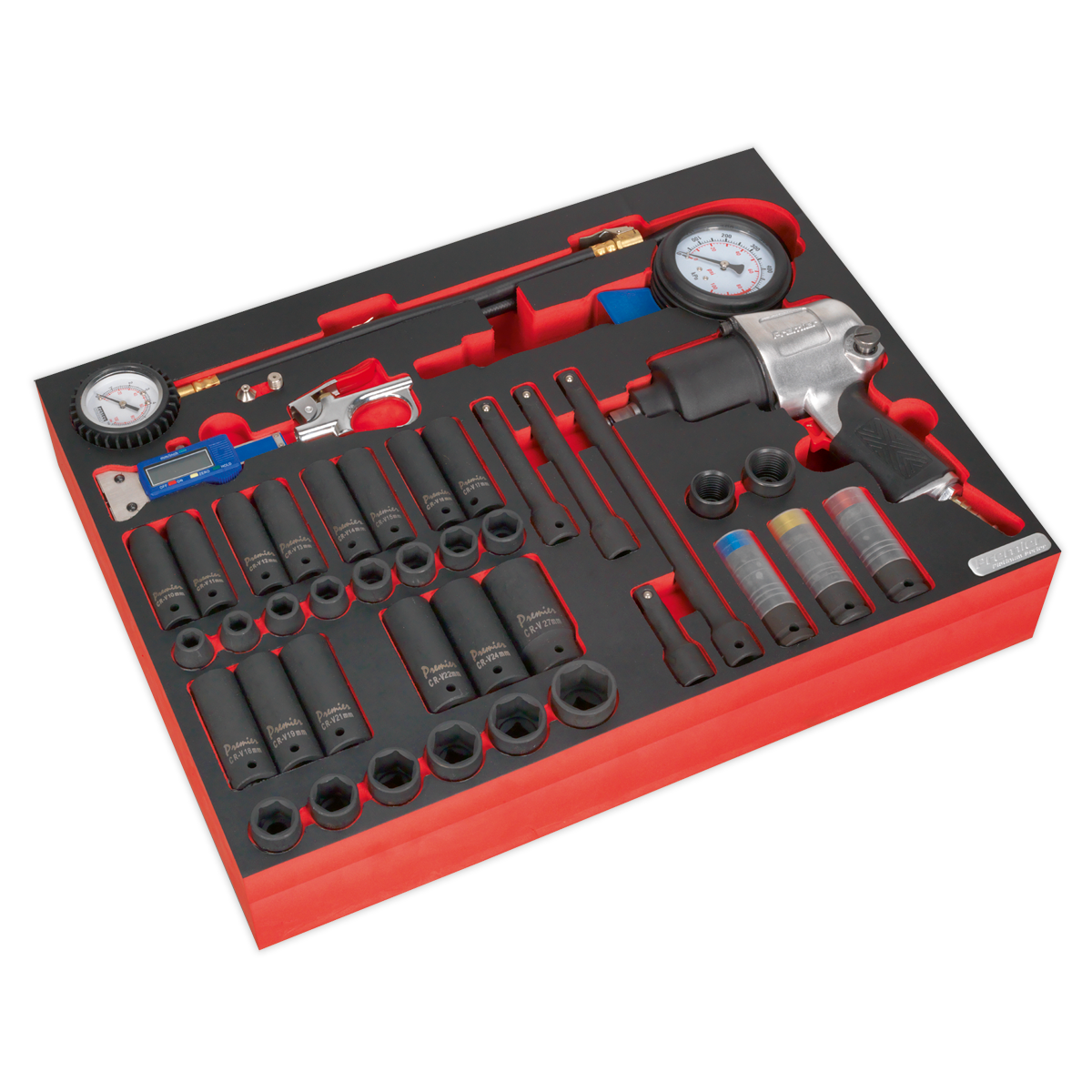 SEALEY - TBTP08 Tool Tray with Impact Wrench, Sockets & Tyre Tool Set 42pc