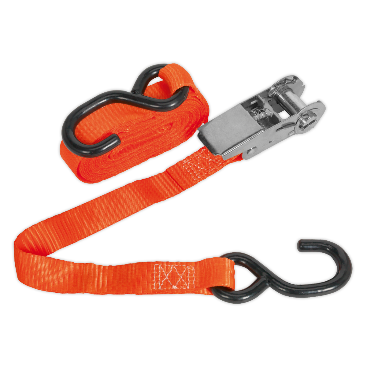 SEALEY - TD0845S Ratchet Tie Down 25mm x 4.5m Polyester Webbing with S-Hook 800kg Breaking Strength