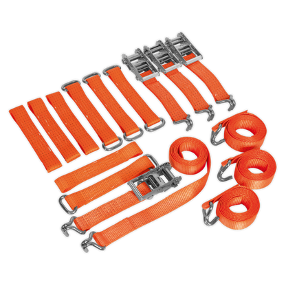 SEALEY - TDRWKIT Car Transporter Ratchet Tie Down Alloy/Steel Wheel Kit 4pc 50mm x 3m 4500kg Breaking Strength