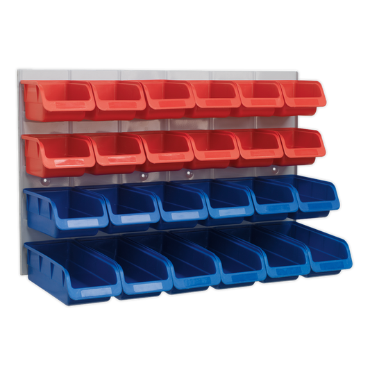 SEALEY - TPS132 Bin & Panel Combination 24 Bins - Red/Blue