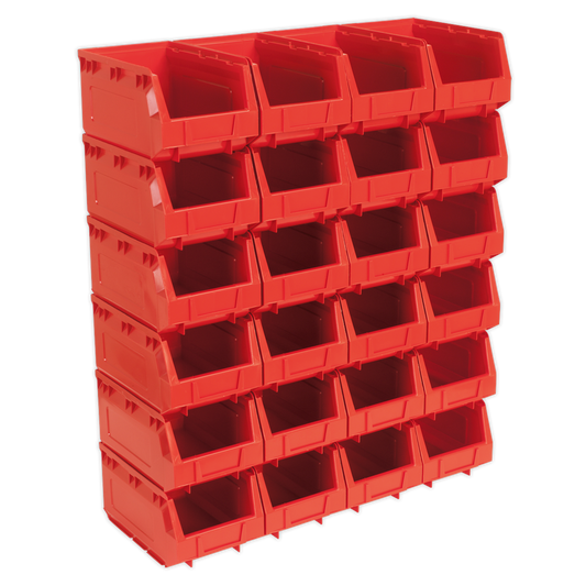 SEALEY - TPS324R Plastic Storage Bin 150 x 240 x 130mm - Red Pack of 24