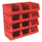 SEALEY - TPS412R Plastic Storage Bin 210 x 355 x 165mm - Red Pack of 12