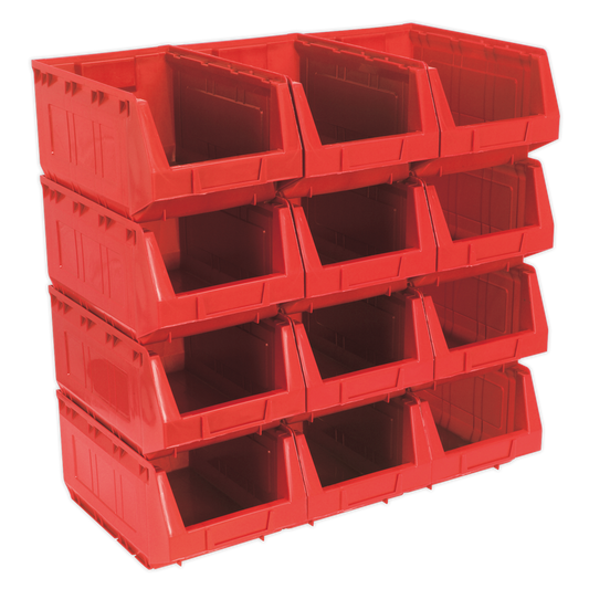 SEALEY - TPS412R Plastic Storage Bin 210 x 355 x 165mm - Red Pack of 12