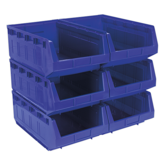 SEALEY - TPS56B Plastic Storage Bin 310 x 500 x 190mm - Blue Pack of 6