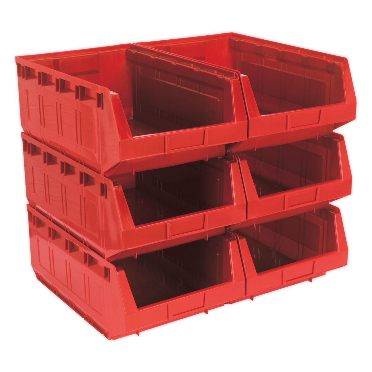 SEALEY - TPS56R Plastic Storage Bin 310 x 500 x 190mm - Red Pack of 6