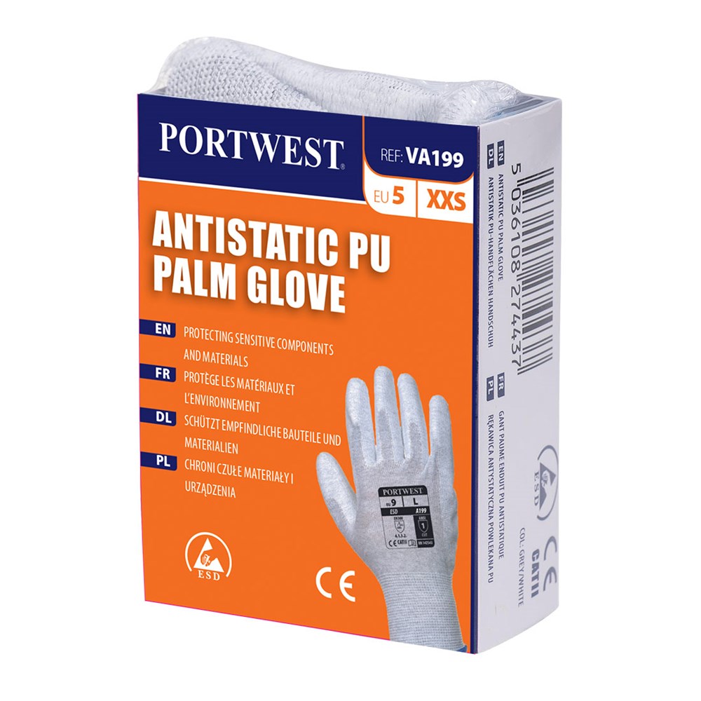 Portwest VA199G7RXL -  sz XL Vending Antistatic PU Palm Glove - Grey