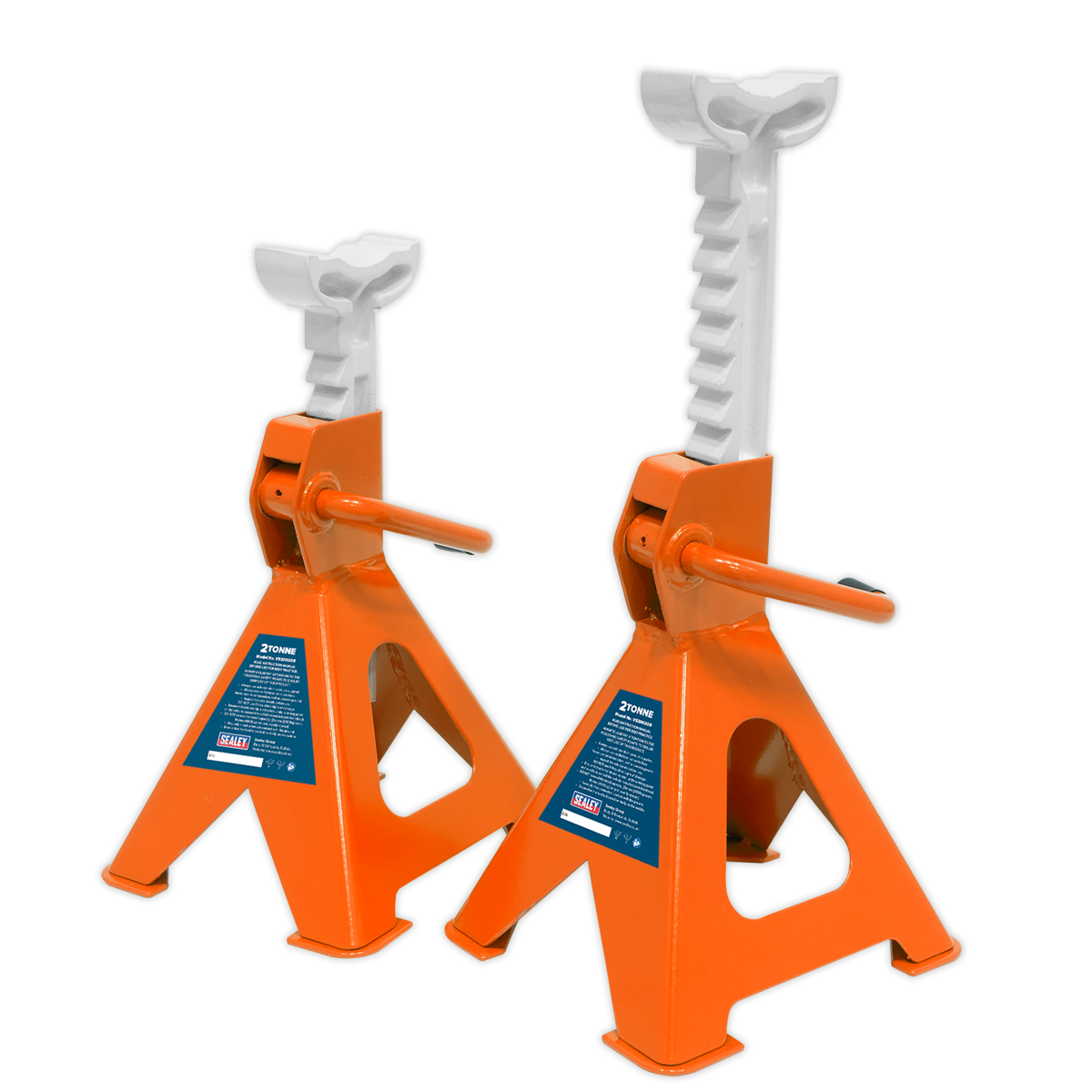 SEALEY - VS2002OR Axle Stands (Pair) 2tonne Capacity per Stand Ratchet Type - Orange