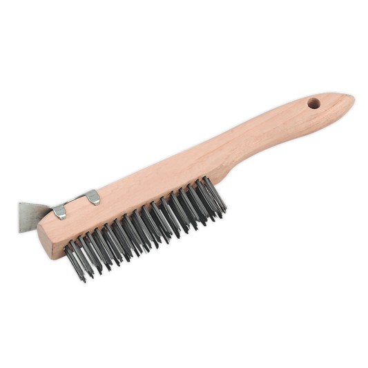 SEALEY - WB03 Wire Brush with Steel Fill & Scraper 260mm