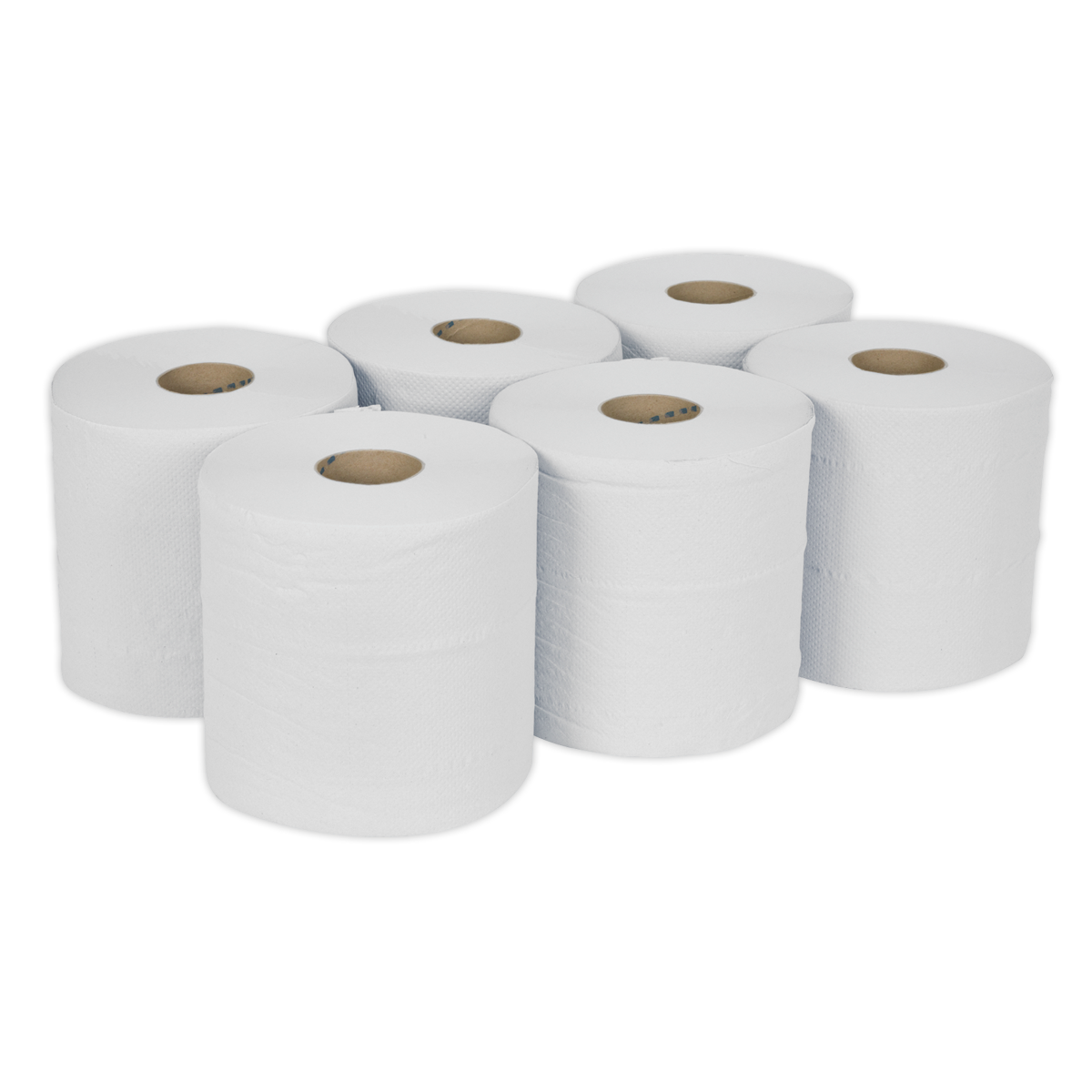 SEALEY - WHT150 Paper Roll White 2-Ply Embossed 150m Pack of 6