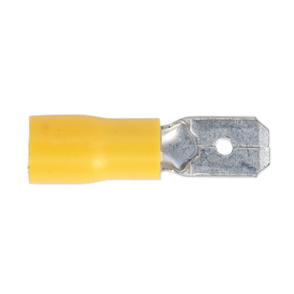 SEALEY - YT15 Push-On Terminal 6.3mm Male Yellow Pack of 100