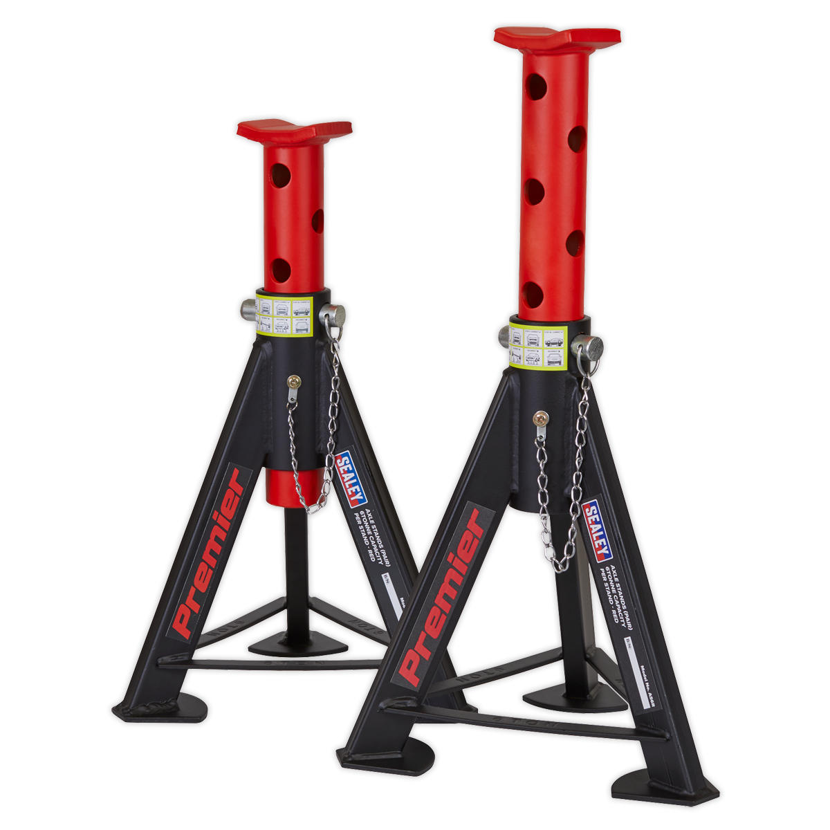SEALEY - AS6R Axle Stands (Pair) 6tonne Capacity per Stand - Red