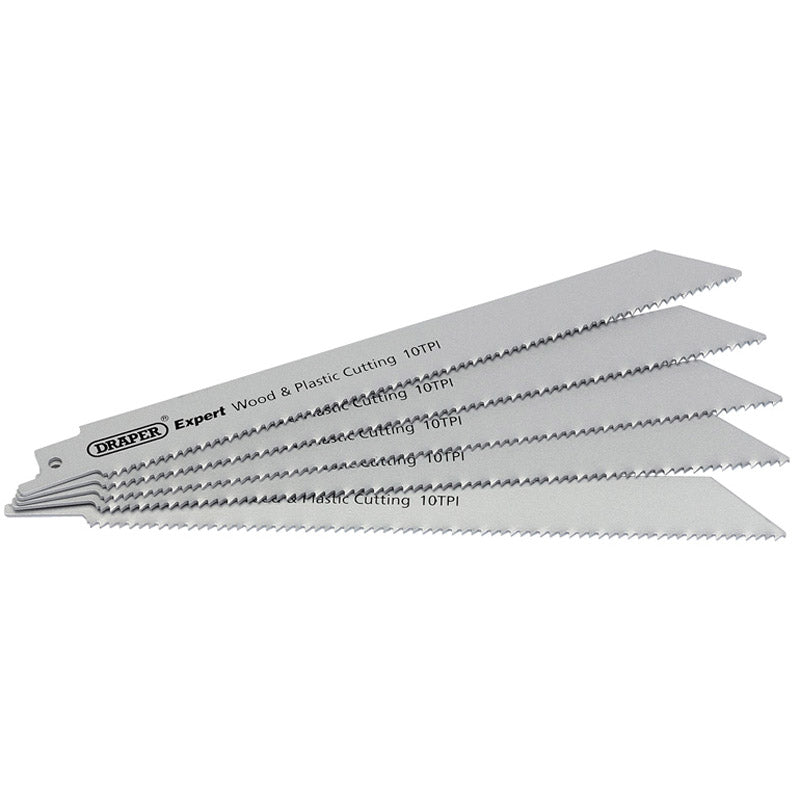 DRAPER 02315 - Expert 250mm 5/8tpi HSS Reciprocating Saw Blades for Multi Purpose Cutting - Pack of 5 Blades