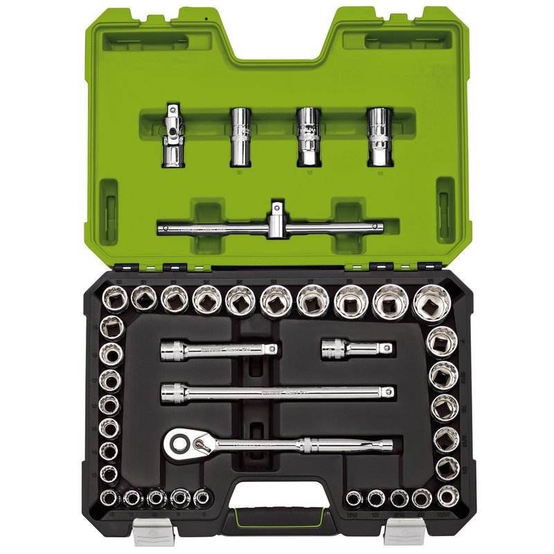 Draper 04465 EXPERT MM/AF COMBINED SOCKET SET, 1/2" SQ. DR., GREEN (41 PIECE)