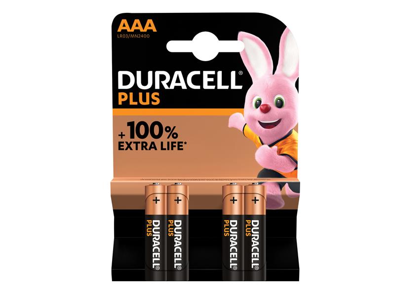 Duracell S18707 AAA Cell Plus Power +100% Batteries (Pack 4)