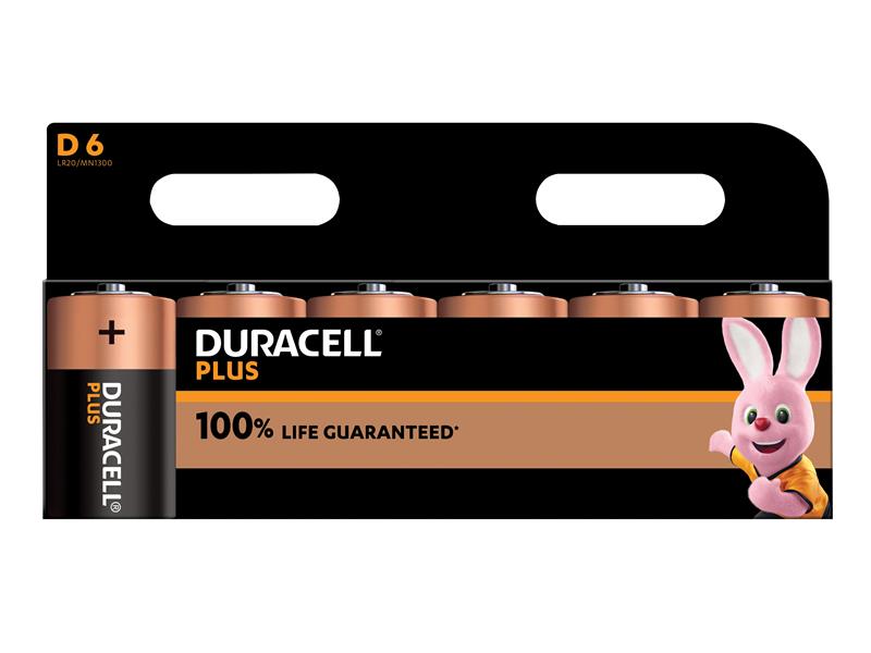 Duracell S18716 D Cell Plus Power +100% Batteries (Pack 6)