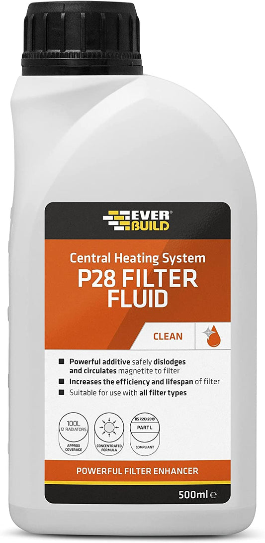 Everbuild 500ml P28 Filter Fluid Central Heating System Boiler Pipes Water