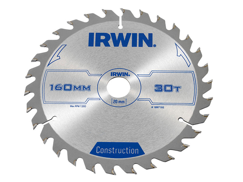 IRWIN® 1897192 Construction Circular Saw Blade 160 x 20mm x 30T ATB