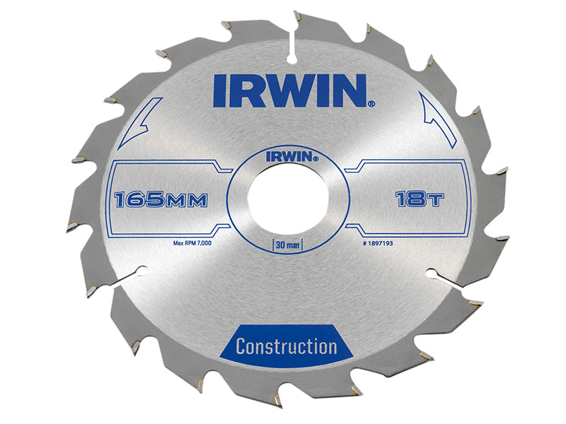 IRWIN® 1897193 Construction Circular Saw Blade 165 x 30mm x 18T ATB