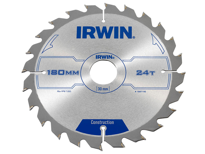 IRWIN® 1897195 Construction Circular Saw Blade 180 x 30mm x 24T ATB