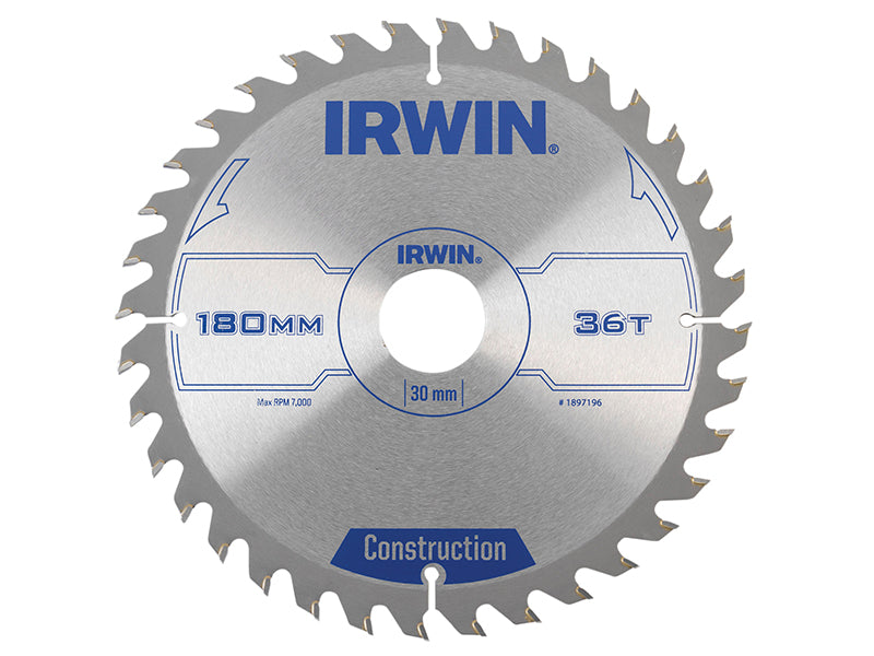 IRWIN® 1897196 Construction Circular Saw Blade 180 x 30mm x 36T ATB