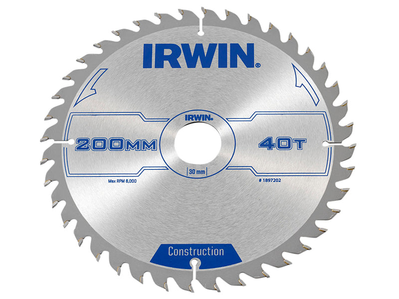 IRWIN® 1897202 Construction Circular Saw Blade 200 x 30mm x 40T ATB