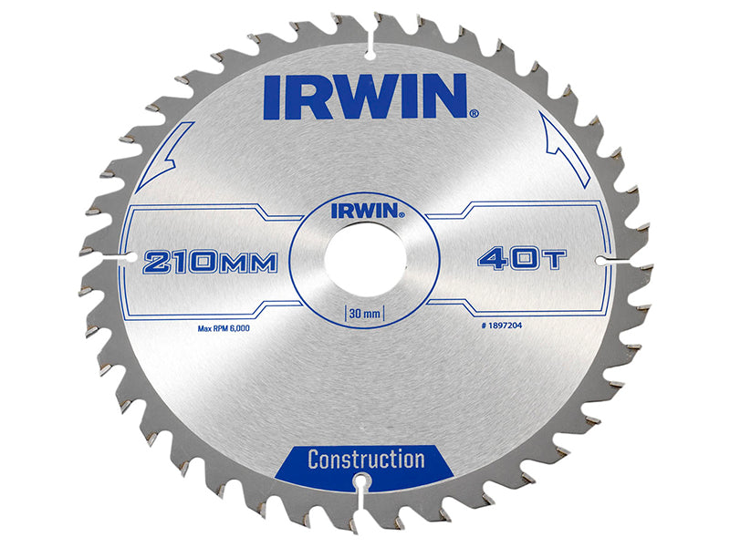 IRWIN® 1897204 Construction Circular Saw Blade 210 x 30mm x 40T ATB