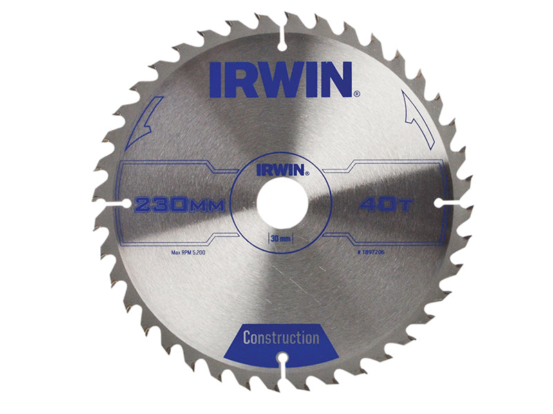 IRWIN® 1897206 Construction Circular Saw Blade 230 x 30mm x 40T ATB