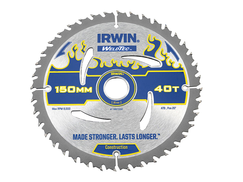 IRWIN® 1897350 Weldtec Circular Saw Blade 150 x 20mm x 40T ATB