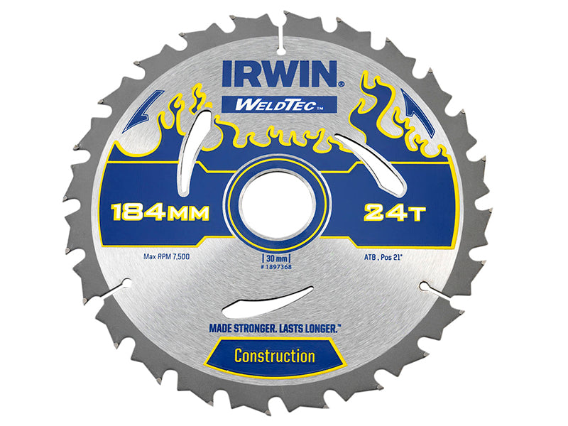 IRWIN® 1897368 Weldtec Circular Saw Blade 184 x 30mm x 24T ATB