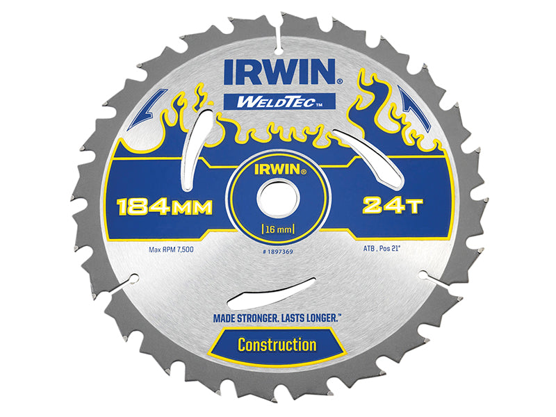 IRWIN® 1897369 Weldtec Circular Saw Blade 184 x 16mm x 24T ATB
